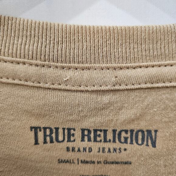 True Religion TR Sunset Tee Short Sleeve Shirt Beige Size Small - Picture 5 of 8